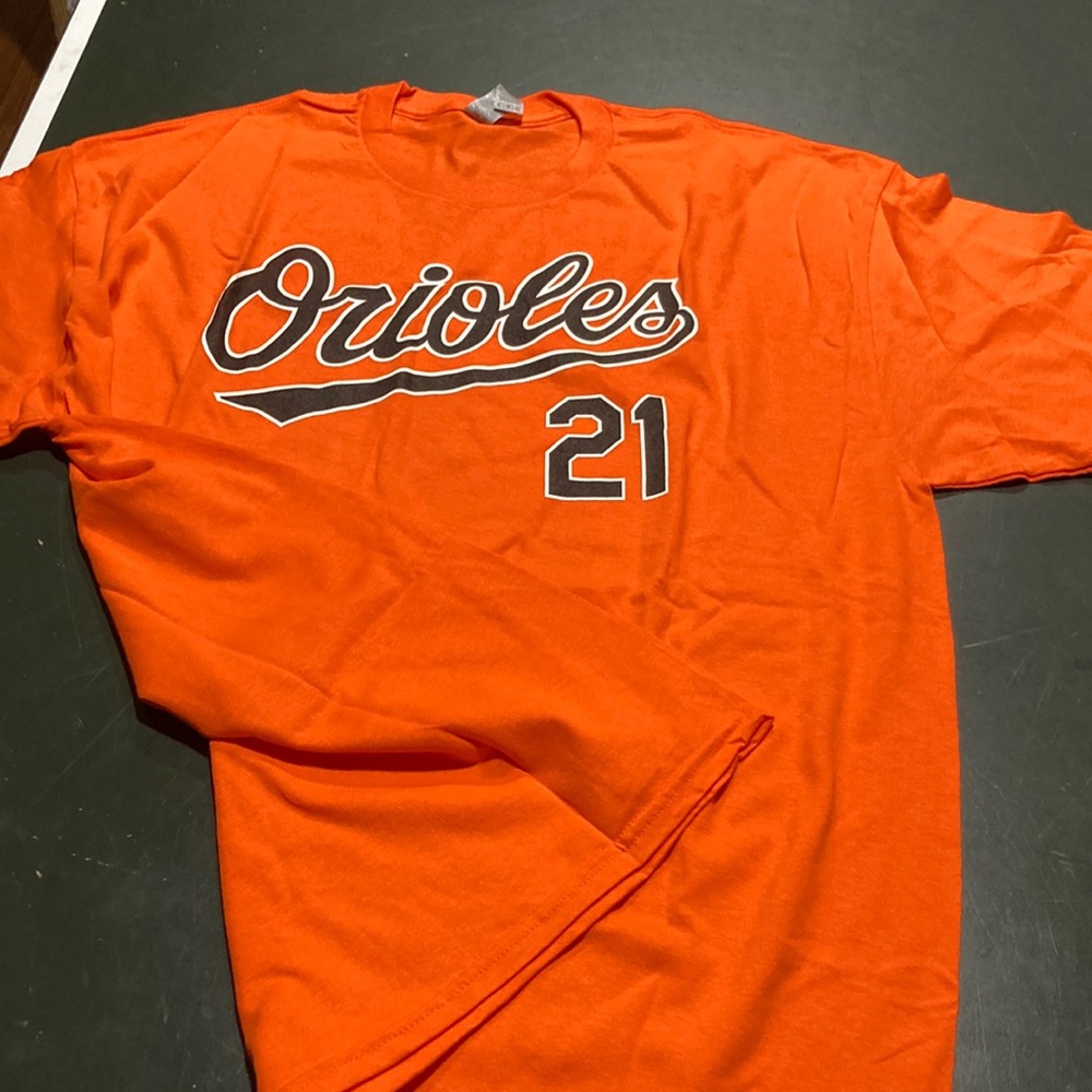 NWOT ORIOLES Hays #21 Orange 100% Cotton Short Sleeve T-Shirt Adult 1X/XL
